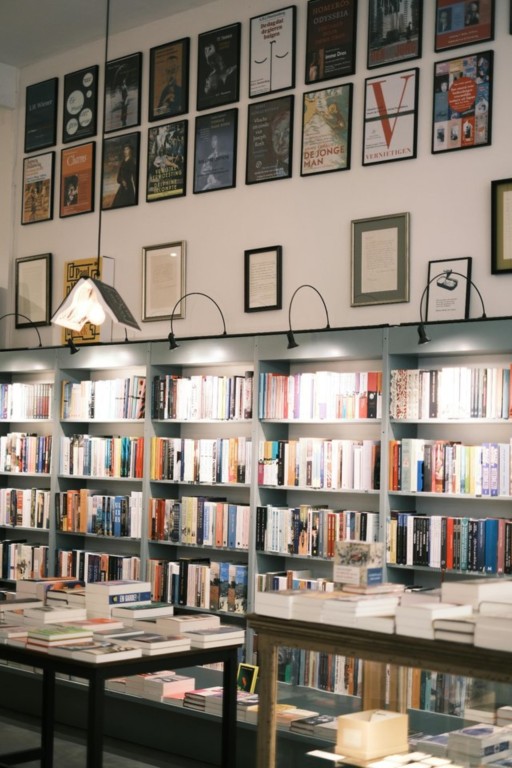 Bibliothèque et livres illustrant les étapes de la publication